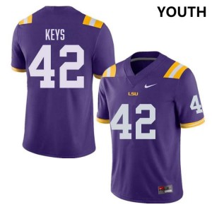 Youth Davhon Keys Purple LSU Tigers #42 College Football Official Jersey 858341-963