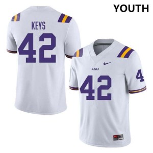 Youth Davhon Keys White LSU Tigers #42 College Football 2024 Jersey 326816-651