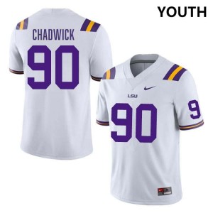 Youth Grant Chadwick White LSU Tigers #90 College Football University Jersey 353582-387