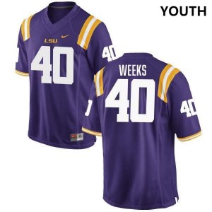 Youth Whit Weeks Purple LSU Tigers #40 College Football Official Jersey 632346-935