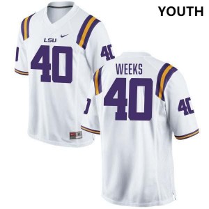 Youth Whit Weeks White LSU Tigers #40 College Football Game Jersey 597036-608