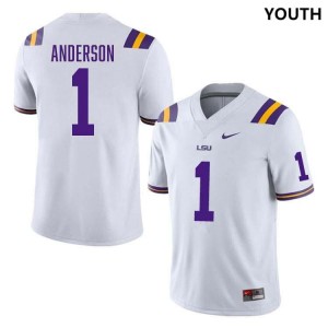 Youth Aaron Anderson White LSU Tigers #1 College Football Game Jersey 848579-937