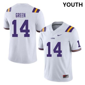 Youth Trey'Dez Green White LSU Tigers #14 College Football Stitched Jersey 703982-742