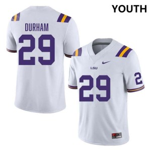 Youth Caden Durham White LSU Tigers #29 College Football High School Jersey 634296-413