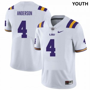 Youth Nic Anderson White LSU Tigers #4 College Football 2024-25 Jersey 445413-762