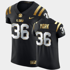 Men's Cade York Black LSU Tigers #36 Golden Edition Elite Football Jersey 232349-839