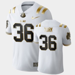 Men's Cade York White LSU Tigers #36 Golden Edition Limited Football Jersey 242364-512