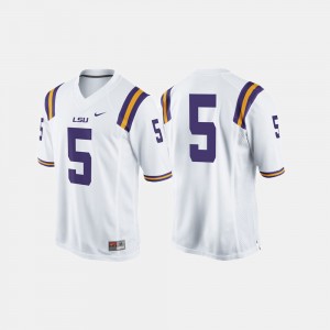 Men's White LSU Tigers #5 College Football Jersey 279832-446
