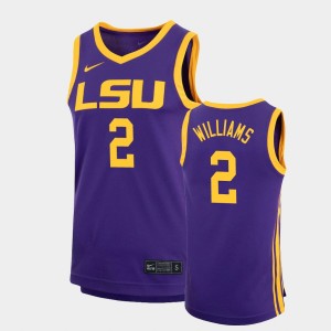 Men's Corneilous Williams Purple LSU Tigers #2 Replica Basketball Jersey 129351-878