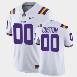 Men's Custom White LSU Tigers #00 College Football Game Jersey 879271-258