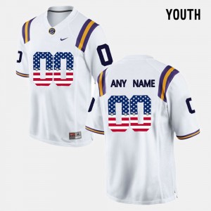 Youth Custom White LSU Tigers #00 US Flag Fashion Jersey 911205-868