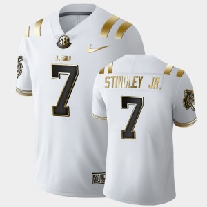 Men's Derek Stingley Jr. White LSU Tigers #7 College Football Golden Edition Jersey 841774-480