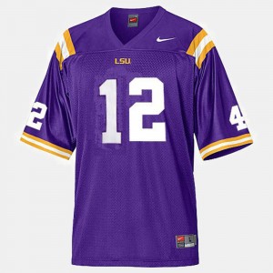 Men's Jarrett Lee Purple LSU Tigers #12 College Football Jersey 958906-239