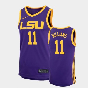 Men's Justice Williams Purple LSU Tigers #11 Replica Basketball Jersey 273918-614
