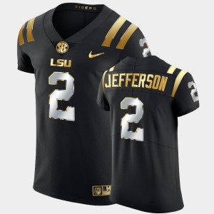 Men's Justin Jefferson Black LSU Tigers #2 Golden Edition Elite Jersey 282527-851