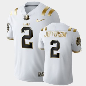 Men's Justin Jefferson White LSU Tigers #2 Golden Edition Limited Jersey 706929-850
