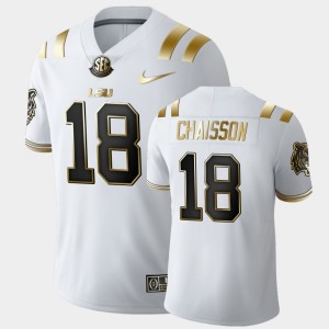 Men's K'Lavon Chaisson White LSU Tigers #18 Golden Edition Limited Jersey 329929-523