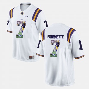 Men's Leonard Fournette White LSU Tigers #7 Player Pictorial Jersey 946522-170