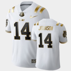Men's Max Johnson White LSU Tigers #14 Golden Edition Limited Football Jersey 324240-193