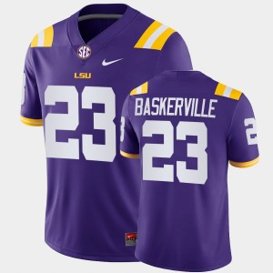Men's Micah Baskerville Purple LSU Tigers #23 College Football Game Jersey 908894-381