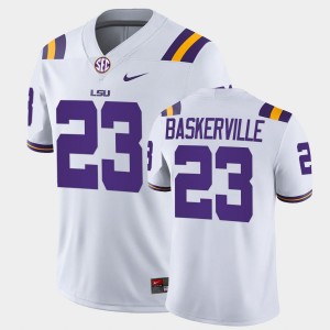 Men's Micah Baskerville White LSU Tigers #23 College Football Game Jersey 215276-303