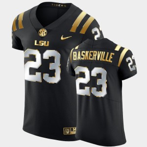 Men's Micah Baskerville Black LSU Tigers #23 Golden Edition Elite Football Jersey 928710-981