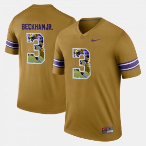 Men's Odell Beckham Jr Gold LSU Tigers #3 Player Pictorial Jersey 207013-763