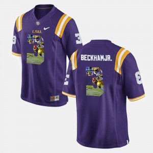 Men's Odell Beckham Jr Purple LSU Tigers #3 Player Pictorial Jersey 904048-570