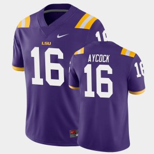Men's AJ Aycock Purple LSU Tigers #16 Game College Football Jersey 852836-178