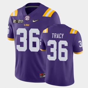 Men's Cole Tracy Purple LSU Tigers #36 Game 2020 Football Jersey 615331-852