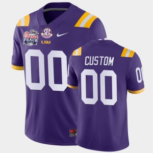 Men's Custom Purple LSU Tigers #00 College Football 2019-20 Peach Bowl Champions Away Jersey 872811-910