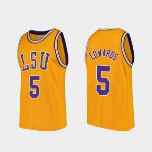 Men's Daryl Edwards Gold LSU Tigers #5 Replica College Basketball Jersey 629838-976