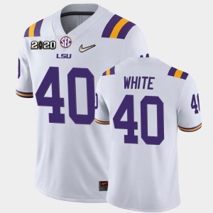 Men's Devin White White LSU Tigers #40 Game 2020 Football Jersey 158675-350