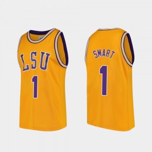 Men's Javonte Smart Gold LSU Tigers #1 Replica College Basketball Jersey 469427-496