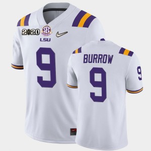 Men's Joe Burrow White LSU Tigers #9 Game 2020 National Champions Jersey 226248-938