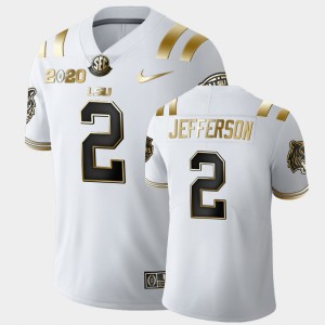 Men's Justin Jefferson White LSU Tigers #2 Golden Edition 2020 National Champions Jersey 761382-100