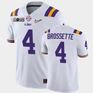 Men's Nick Brossette White LSU Tigers #4 Game 2020 Football Jersey 635113-559