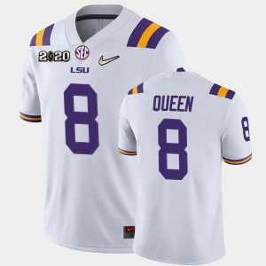 Men's Patrick Queen White LSU Tigers #8 Game 2020 Football Jersey 654572-481