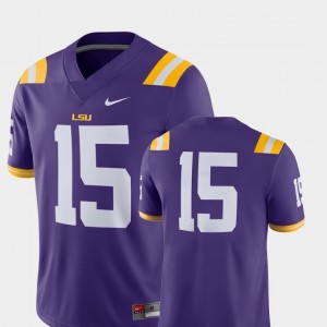 Men's Purple LSU Tigers #15 College Football 2018 Game Jersey 147082-894