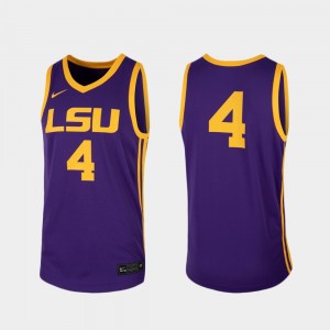 Men's Purple LSU Tigers #4 Replica College Basketball Jersey 596796-553