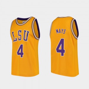 Men's Skylar Mays Gold LSU Tigers #4 Replica College Basketball Jersey 728028-806
