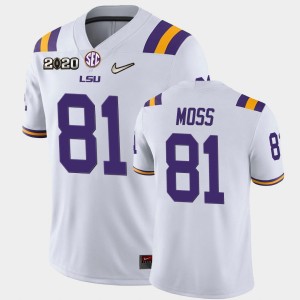 Men's Thaddeus Moss White LSU Tigers #81 Game 2020 Football Jersey 339900-179