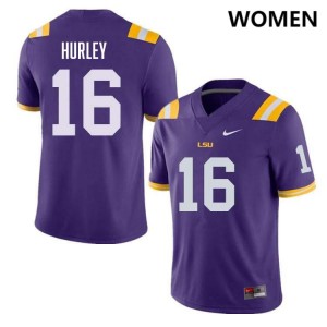 Women's Colin Hurley Purple LSU Tigers #16 College Football Game Jersey 738057-405