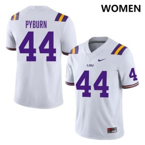 Women's Jack Pyburn White LSU Tigers #44 College Football 2024 Jersey 591954-573