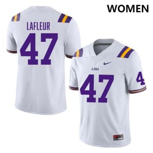 Women's JD LaFleur White LSU Tigers #47 College Football Limited Jersey 541415-948