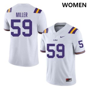 Women's Tyler Miller White LSU Tigers #59 College Football High School Jersey 696377-912