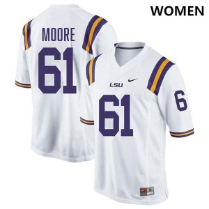 Women's Braelin Moore White LSU Tigers #61 College Football Limited Jersey 933674-343