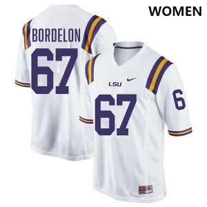 Women's Bo Bordelon White LSU Tigers #67 College Football Embroidery Jersey 251644-421