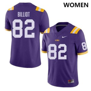 Women's Kylan Billiot Purple LSU Tigers #82 College Football Replica Jersey 860528-651