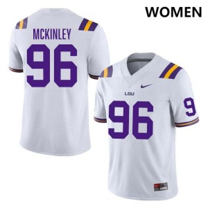 Women's Dominick McKinley White LSU Tigers #96 College Football NCAA Jersey 697923-125
